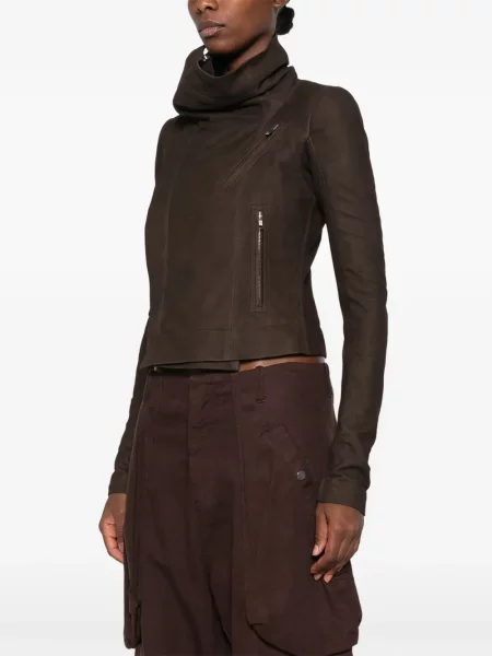 Kožená bunda Rick Owens hnedá
