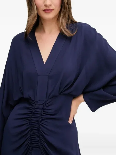Rochie midi Sandro Ferrone cu decolteu în V până la genunchi de costum albastru