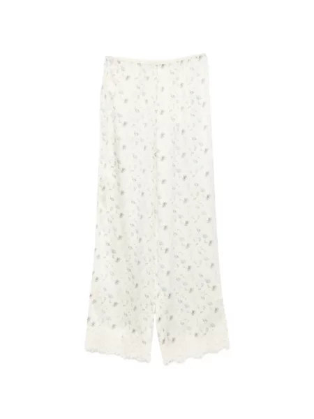 Pantaloni Dôen cu model floral cu imagine din dantelă