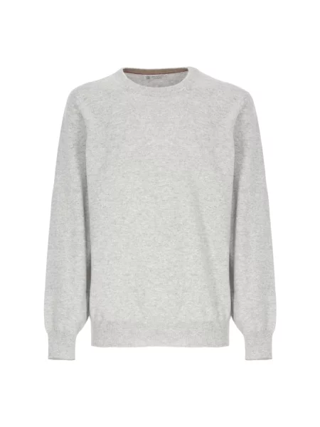 Sweter Brunello Cucinelli z okrągłym dekoltem szary