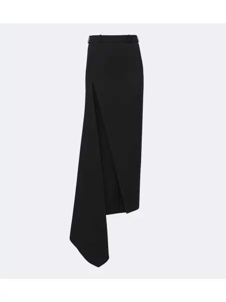 Fustă midi Givenchy de lână asimetrică negru
