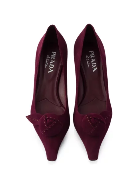 Pantofi cu toc Prada din piele de căprioară violet