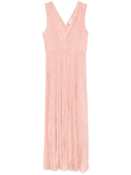 Rochie midi Forte_forte plisată până la genunchi de costum roz