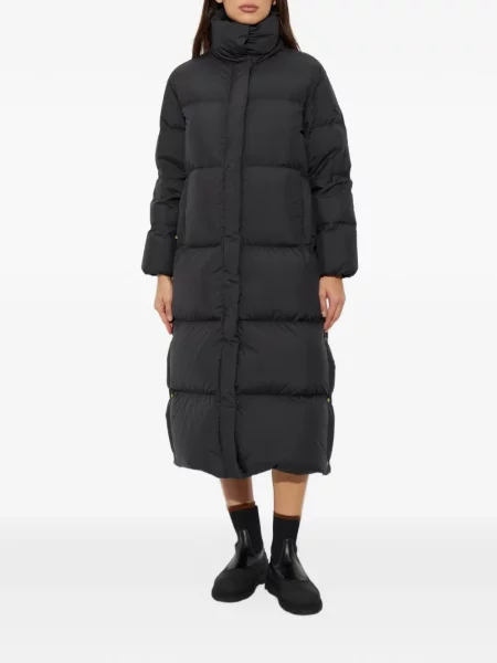 Lung geacă cu puf Moncler cu glugă negru