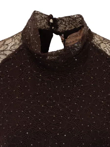 Rochie Twinset cu paiete din dantelă maro