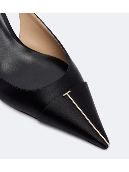 Pantofi cu toc Tom Ford din satin slingback negru