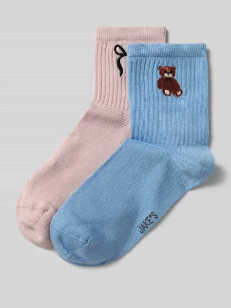 Skarpety z nadrukiem z logo w zestawie 2 szt. Jake*s Casual różowe