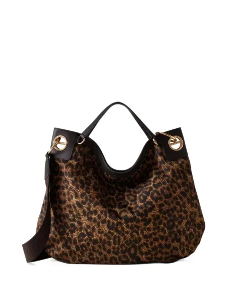 Geantă Borbonese cu imagine cu model leopard maro