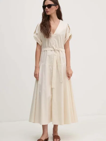 Sandro Ferrone rochie din maxi evazati bej