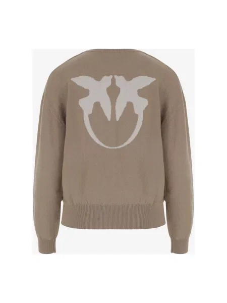 Sweter Pinko z kaszmiru z logo beżowy