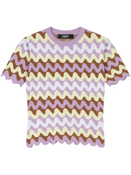 Pulover Versace cu mâneci scurte scurt violet