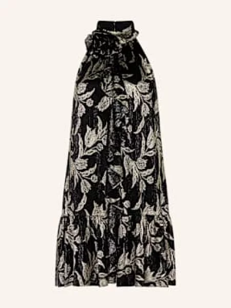 Adrianna Papell Sukienka Koktajlowa Z Błyszczącą Przędzą I Wolantami schwarz czarna