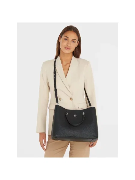 Tommy Hilfiger Geantă Th Emblem Satchel negru