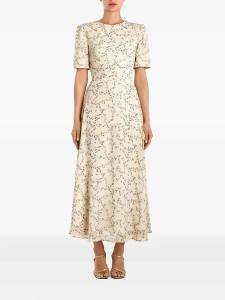 Rochie midi Post Meridiem cu model floral până la genunchi de costum
