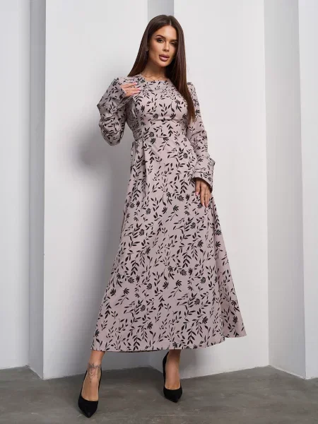 Сукня максі ISSA Plus комбінований верх бежевий