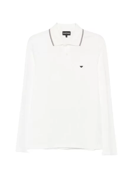 Lung tricou polo Emporio Armani alb