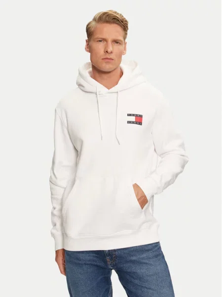 Hoodie Tommy Jeans s kapuco modra