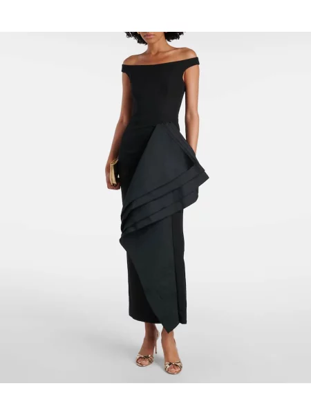 Rochie midi Safiyaa drapată până la genunchi de costum negru