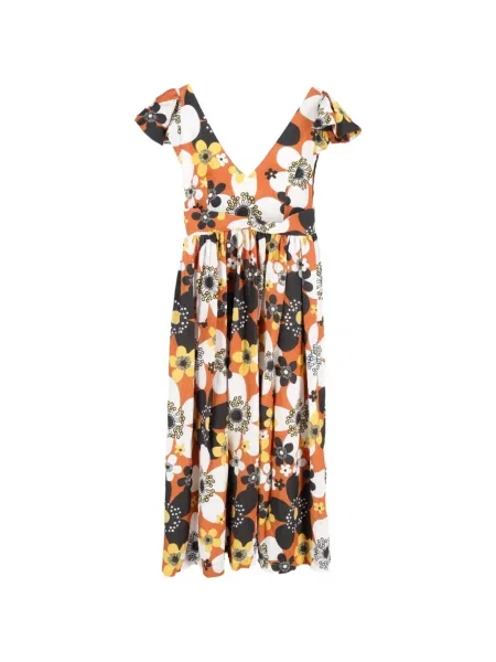 Rochie midi Dodo Bar Or cu model floral cu imagine până la genunchi maro