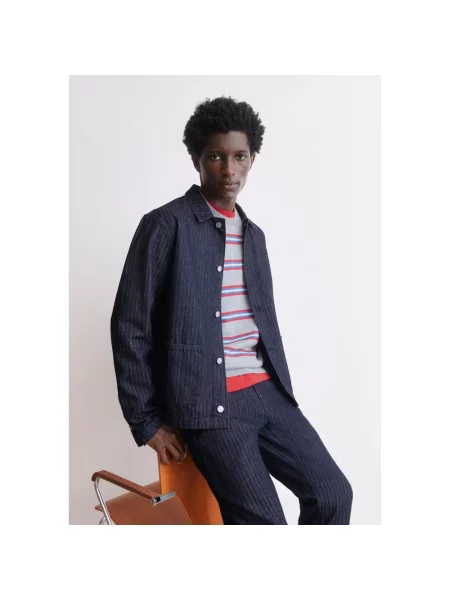 Armedangels Kurtki Mężczyzna Niebieski XL Denim Herringbone Denim Work Jacket granatowa