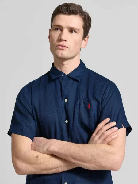 Koszula casualowa o kroju regular fit z czystego lnu Polo Ralph Lauren granatowa