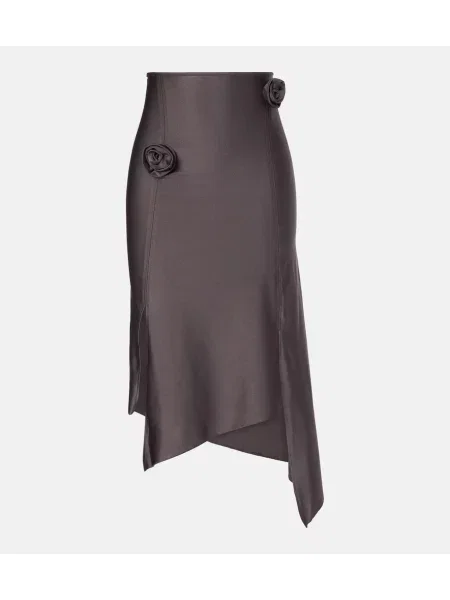 Fustă midi Coperni din satin cu model floral până la genunchi gri