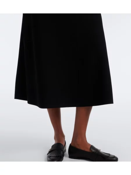 Fustă midi Max Mara tricotate în linie A negru
