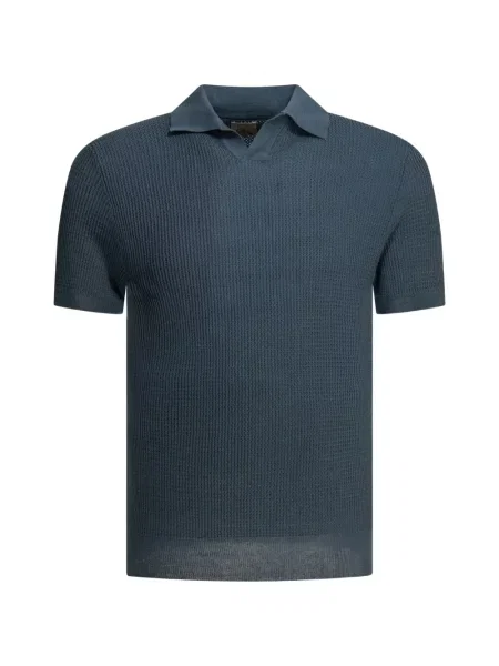 Tricou polo Rakki tricotate albastru