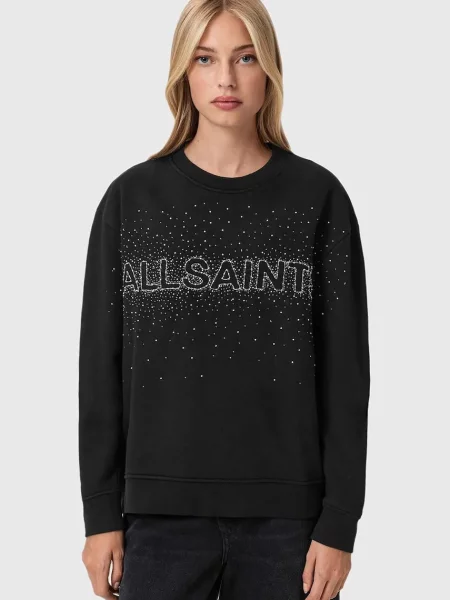 AllSaints bluză cu imprimeu negru