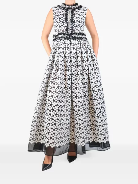 Rochie maxi Huishan Zhang cu model floral cu aplicații din dantelă alb