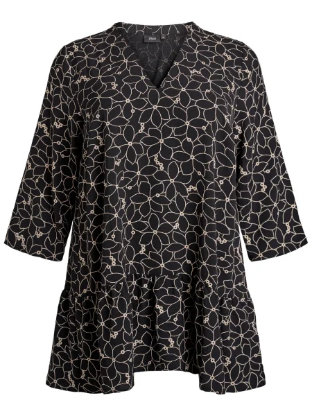 Zizzi Tunika Cabine kremna črna