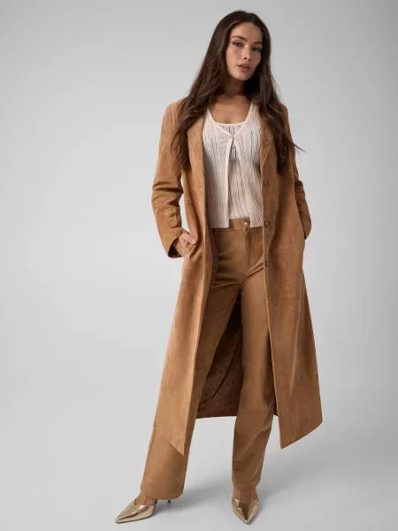 GUESS Palton Megghy | piele întoarsă maro