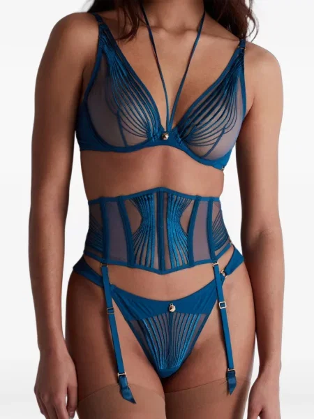 Top Aubade cu broderie albastru