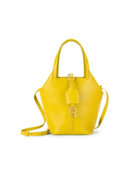 Mała torebka hobo Elisabetta Franchi skórzana żółta