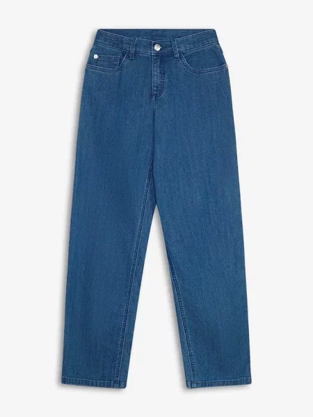 Jeansy wide leg ze średnim stanem niebieskie