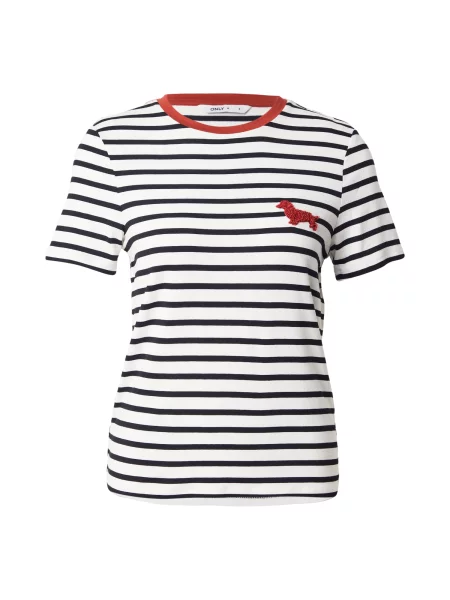 ONLY Tricou ONLHEART roșu ruginiu / negru alb