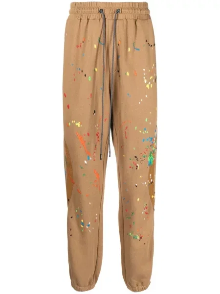 Pantaloni Mostly Heard Rarely Seen cu broderie maro