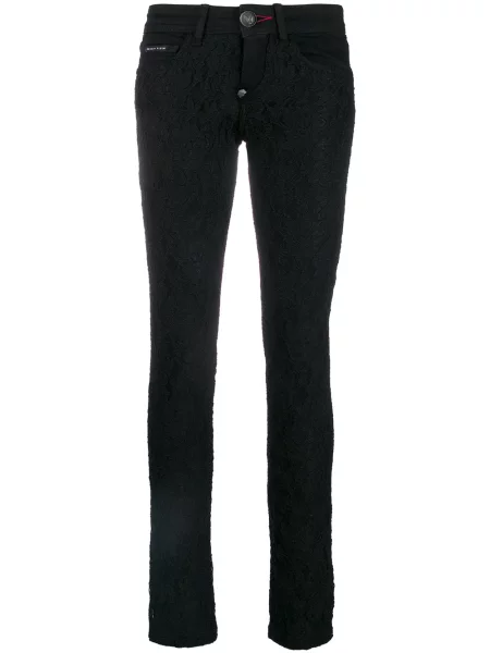 Blugi skinny Philipp Plein din dantelă negru