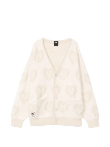 Cardigan New Era Cap tricotate cu motiv cu inimi