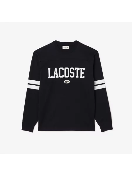 Lacoste T-Shirt Z Okrągłym Dekoltem Z Długim Rękawem Z Nadrukiem Classic Fit czarny