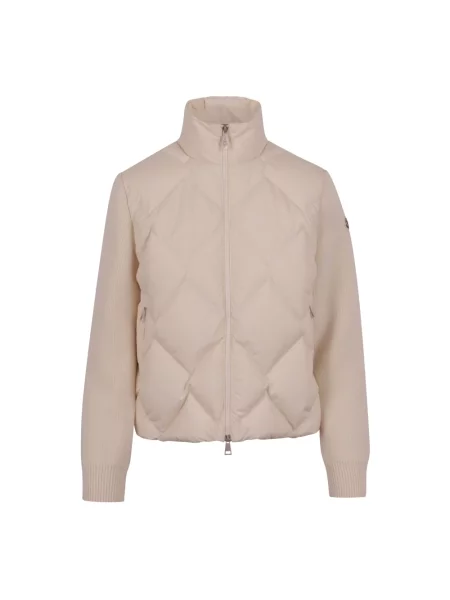 Kardigan Moncler z kaszmiru pikowany beżowy