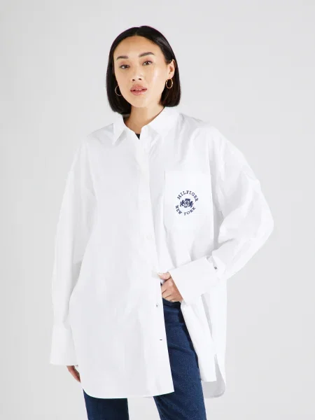 Tommy Hilfiger Cămașă Varsity Oversize alb
