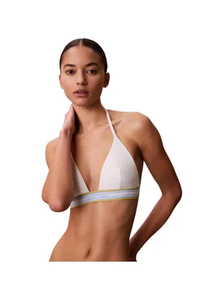Costum de baie Calvin Klein Jeans cu gât halter alb