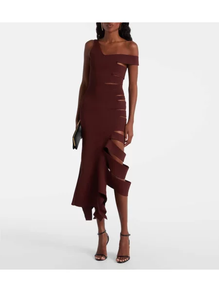 Rochie midi Mugler până la genunchi de costum bordo