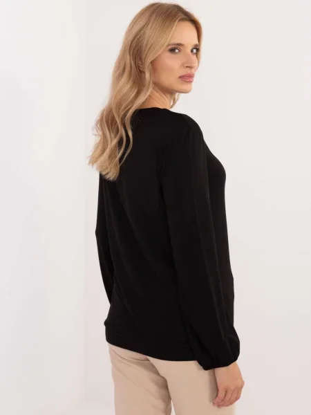 Bluză Fashionhunters cu mâneci lungi lungă negru