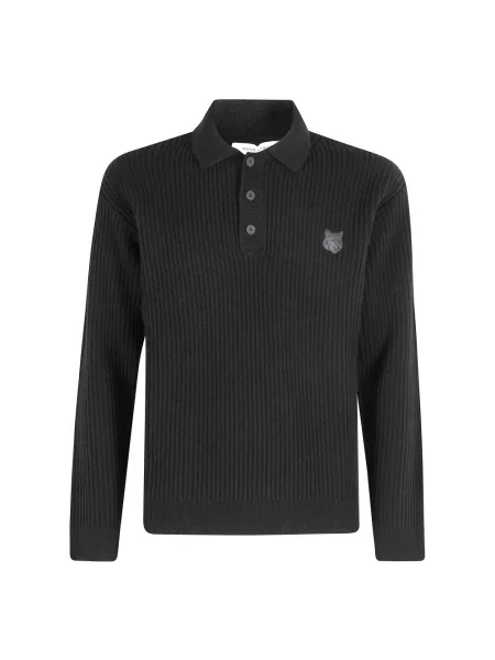 Sweter Maison Kitsune wełniany z logo czarny