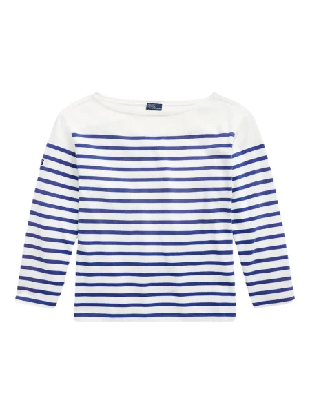 Polo Ralph Lauren w paski z dekoltem w łódkę klasyczne niebieskie