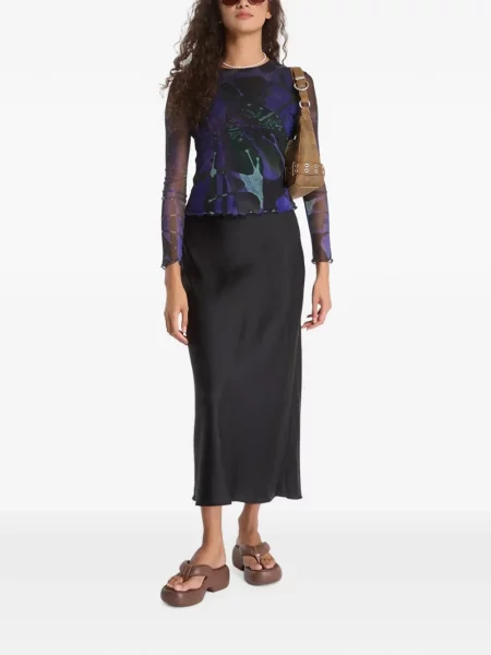 Top Desigual cu imagine din jerseu albastru