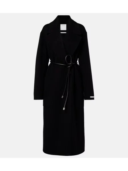 Cu centură palton Sportmax de lână plic negru
