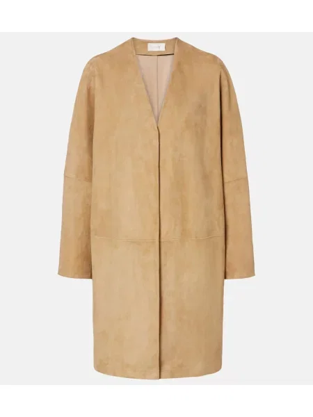 Palton The Row din piele de căprioară bej